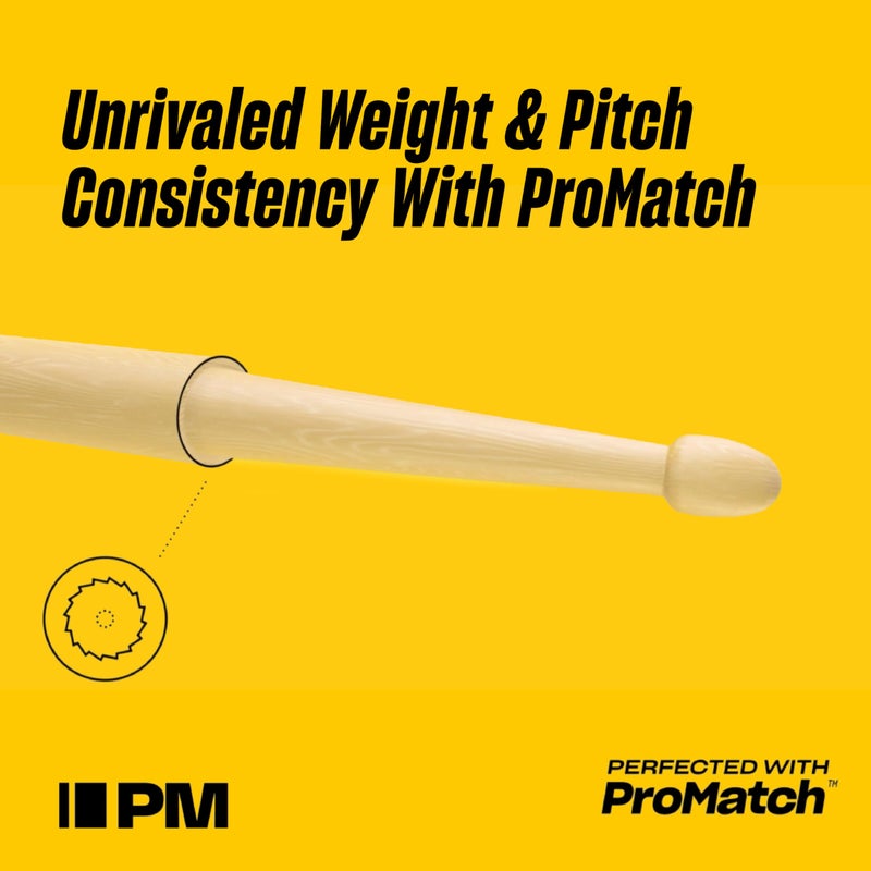 ProMark Drum Sticks 5A - Classic Forward Hickory 5A Drumsticks - Accessories for Drummers - Oval Wood Tip - 4 Pack - Image 4